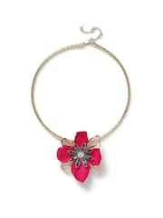 Aela Fushsia Pink Powdercoat Flower Torque Necklace - Image 1 of 2