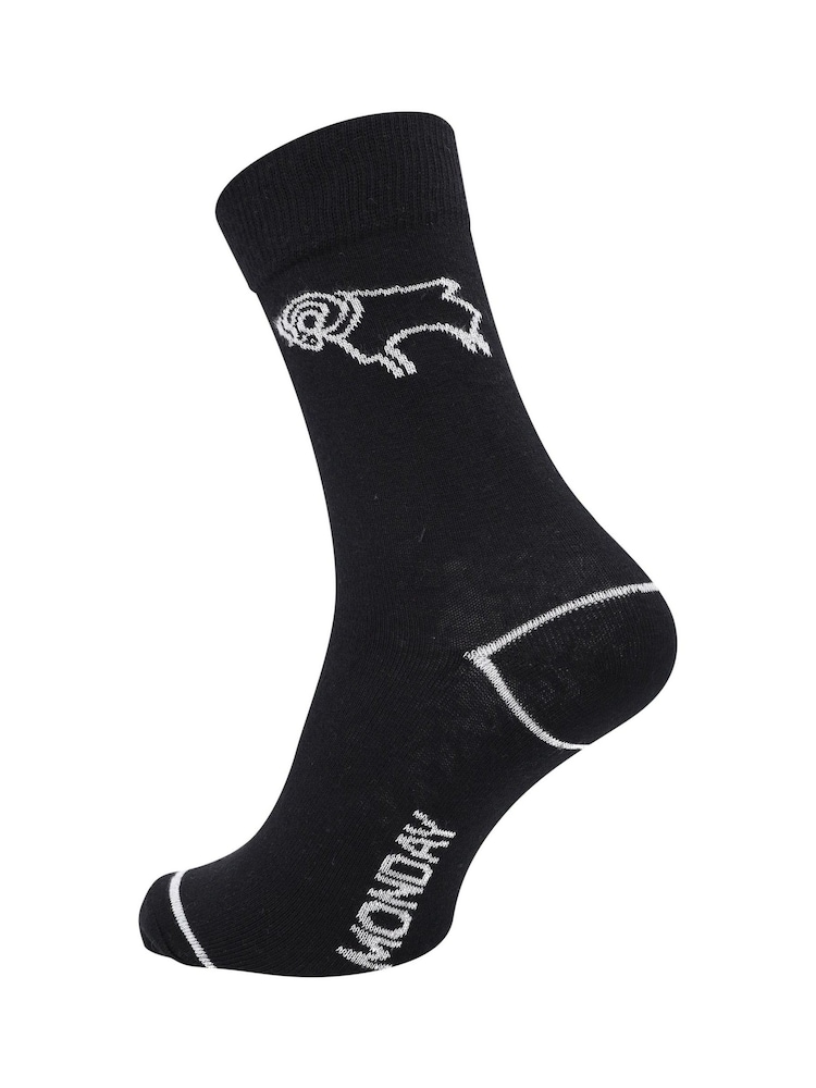 Fanatics Derby County 7 Days a Week Black Socks - Image 3 of 3
