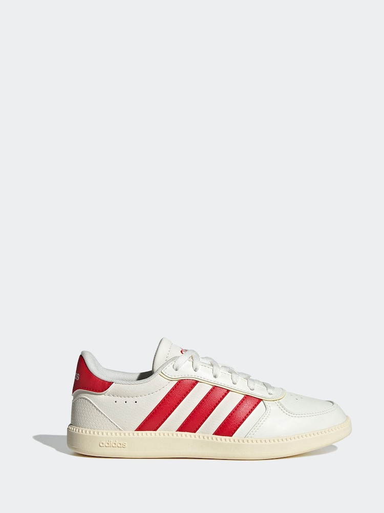 adidas Cream/Red Breaknet Sleek Lace Junior Trainers - Image 1 of 9