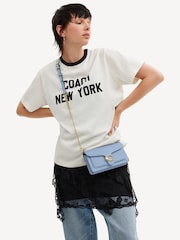 COACH Blue Polished Pebble Leather Tabby Chain Clutch - Image 2 of 4