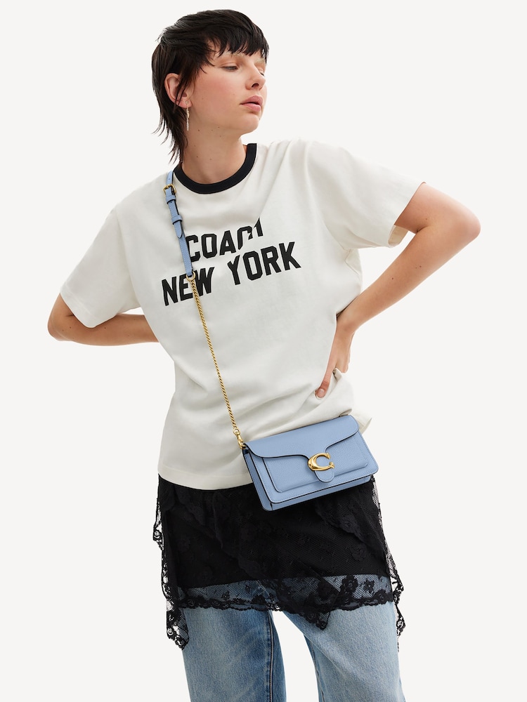 COACH Blue Polished Pebble Leather Tabby Chain Clutch - Image 2 of 4