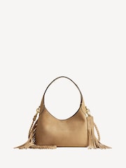 COACH Cream Suede Brooklyn Shoulder Bag 23 with Fringe Detailing - Image 1 of 7