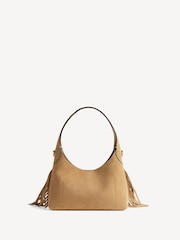 COACH Cream Suede Brooklyn Shoulder Bag 23 with Fringe Detailing - Image 4 of 7