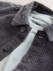 Anthrazitgrau - Textured Corduroy Shacket T-Shirt & Trousers Set (3mths-7yrs) - Bild 6 von 7