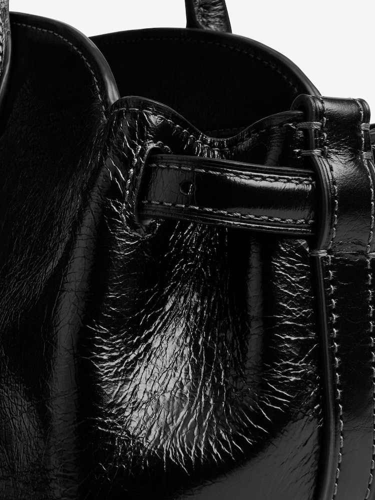 COACH Black Glazed Leather Empire Carryall Bag - Image 8 of 8