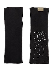 Dune London Black Interest Diamante Fingerless Gloves - Image 1 of 2