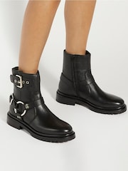 Dune London Panos Low Buckle Chunky Biker Boots - Image 1 of 6