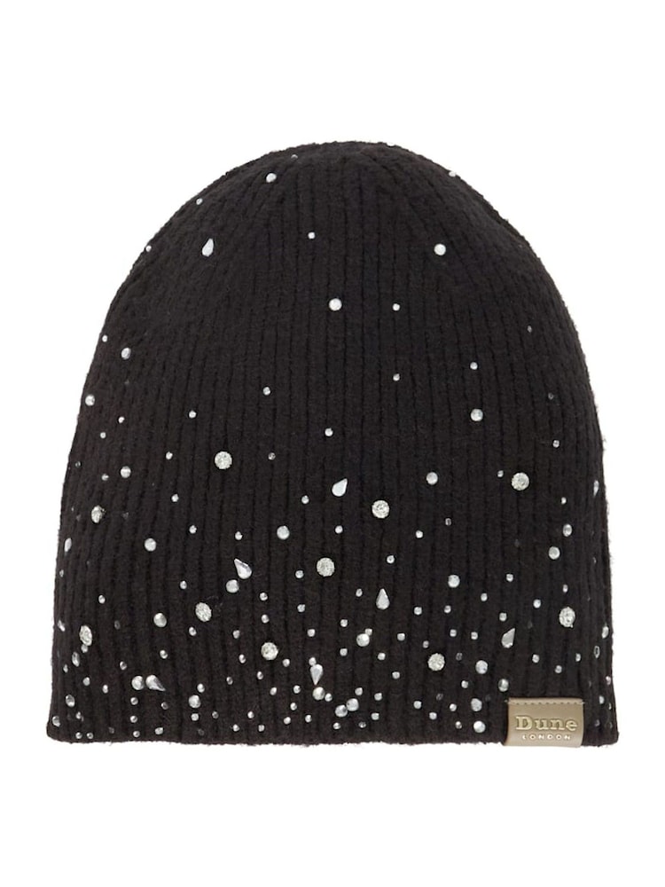 Dune London Black Funky Diamante Beanie - Image 1 of 7