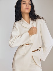 Reiss White Leia Atelier Rope Detail Single Breasted Blazer - Image 1 of 5