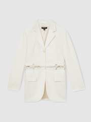 Reiss White Leia Atelier Rope Detail Single Breasted Blazer - Image 2 of 5