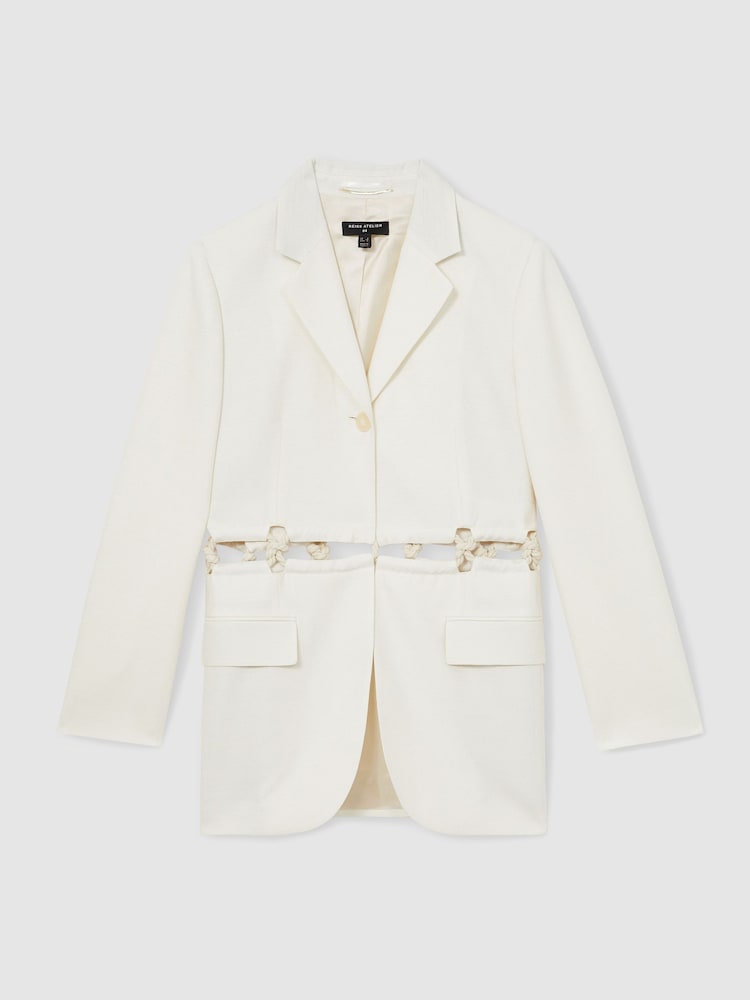 Reiss White Leia Atelier Rope Detail Single Breasted Blazer - Image 2 of 5