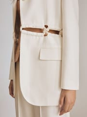 Reiss White Leia Atelier Rope Detail Single Breasted Blazer - Image 3 of 5