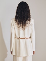 Reiss White Leia Atelier Rope Detail Single Breasted Blazer - Image 4 of 5