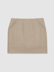 Льняная мини-юбка Reiss Nikita Whipstitch - Изображение 2 из 6