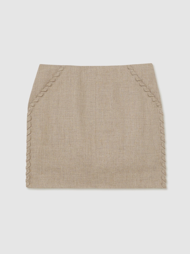 Льняная мини-юбка Reiss Nikita Whipstitch - Изображение 2 из 6