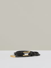 Negro - Reiss Tara Sculpted Buckle Tubular Tie Belt - Imagen 1 de 4
