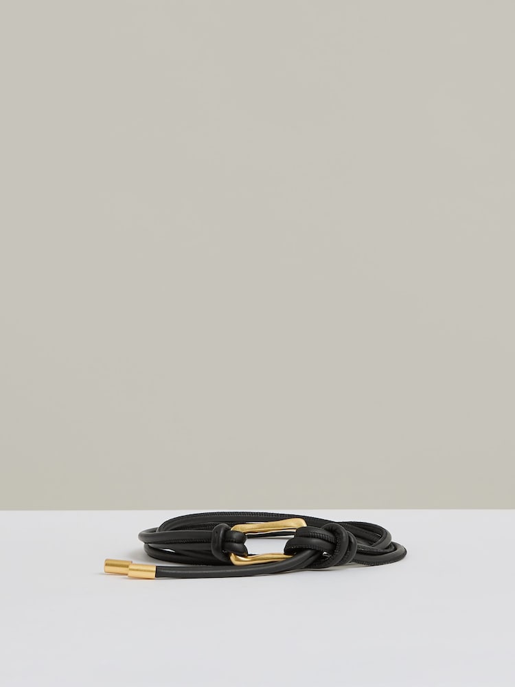 Negro - Reiss Tara Sculpted Buckle Tubular Tie Belt - Imagen 1 de 4