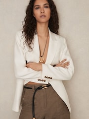 Negro - Reiss Tara Sculpted Buckle Tubular Tie Belt - Imagen 2 de 4