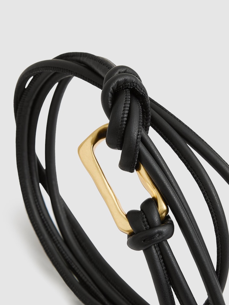 Negro - Reiss Tara Sculpted Buckle Tubular Tie Belt - Imagen 4 de 4