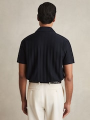 Reiss Navy Sampson Cotton Textured Cuban-Collar Shirt - Image 5 of 6