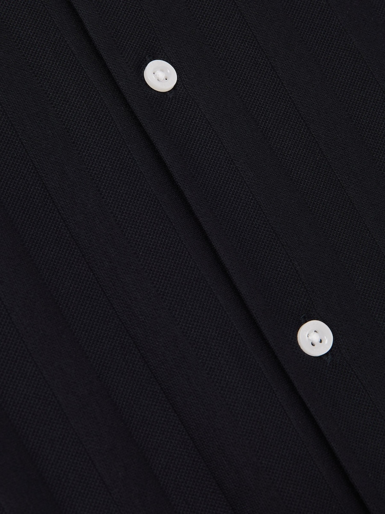 Reiss Navy Sampson Cotton Textured Cuban-Collar Shirt - Image 6 of 6