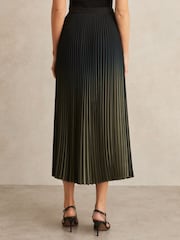 Reiss Khaki/Black Marlie Ombré Pleated Midi Skirt - Image 5 of 6