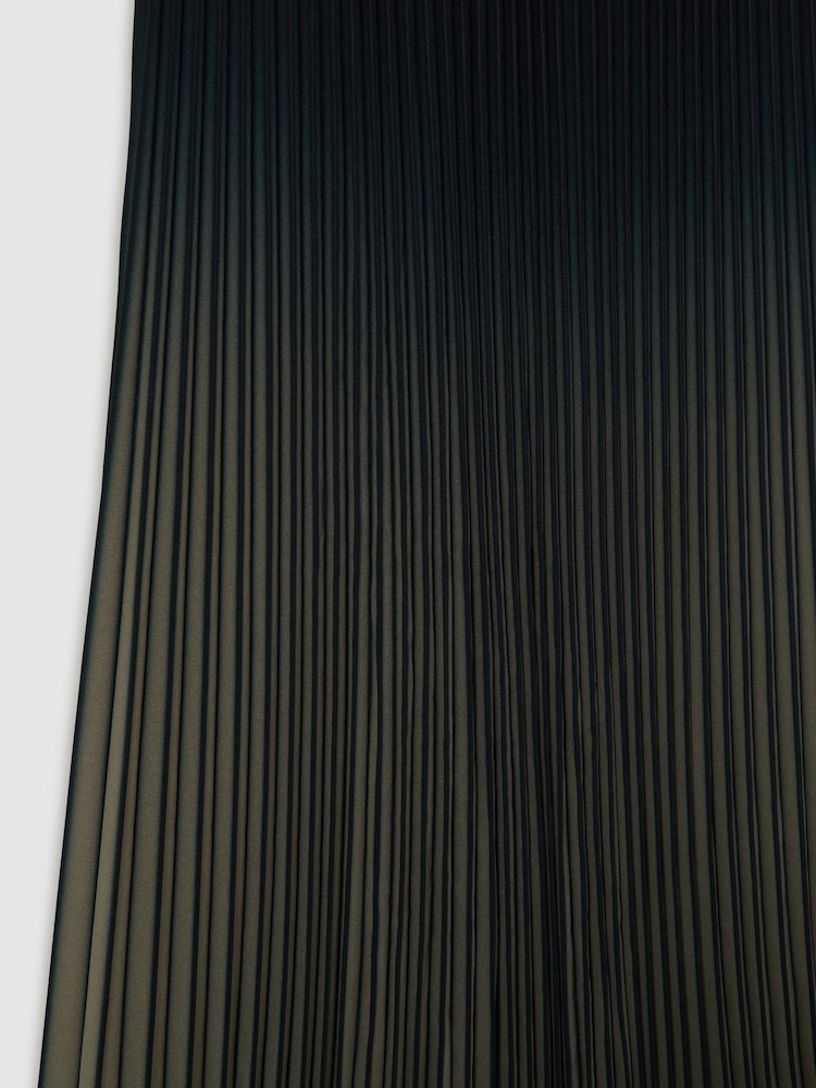 Reiss Khaki/Black Marlie Ombré Pleated Midi Skirt - Image 6 of 6