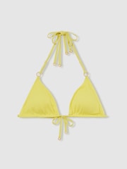 Reiss Lemon Yellow Wynee Crinkle Triangle Bikini Top - Image 2 of 6