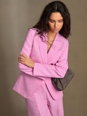 Reiss Pink Raine Single Breasted Suit Jacket With Linen - Image 6 of 7