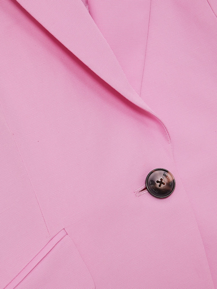Reiss Pink Raine Single Breasted Suit Jacket With Linen - Image 7 of 7