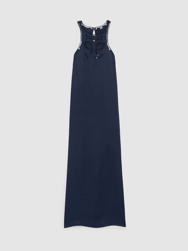 Reiss Navy Joy Satin Cut-Out Slip Dress - Image 2 of 7