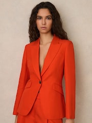Naranja - Reiss Raine Single Breasted Suit Jacket With Linen - Imagen 1 de 7