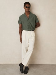 Reiss Sage Sampson Cotton Textured Cuban-Collar Shirt - Image 1 of 6