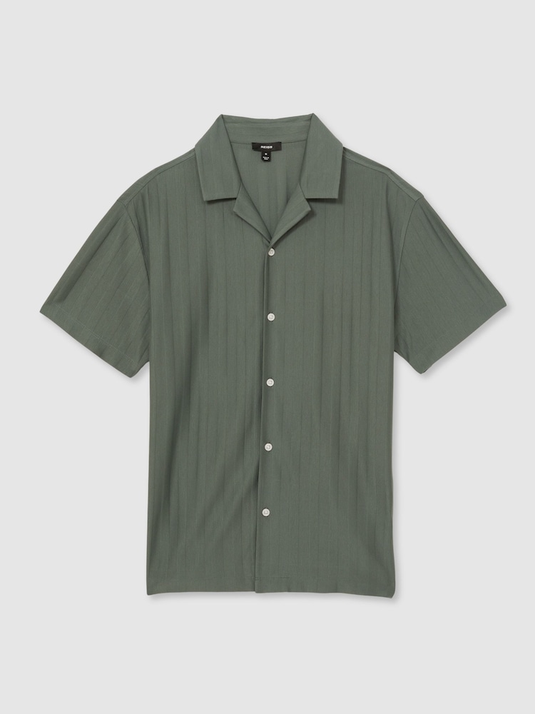 Reiss Sage Sampson Cotton Textured Cuban-Collar Shirt - Image 2 of 6