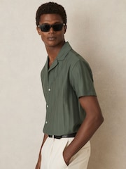 Reiss Sage Sampson Cotton Textured Cuban-Collar Shirt - Image 3 of 6