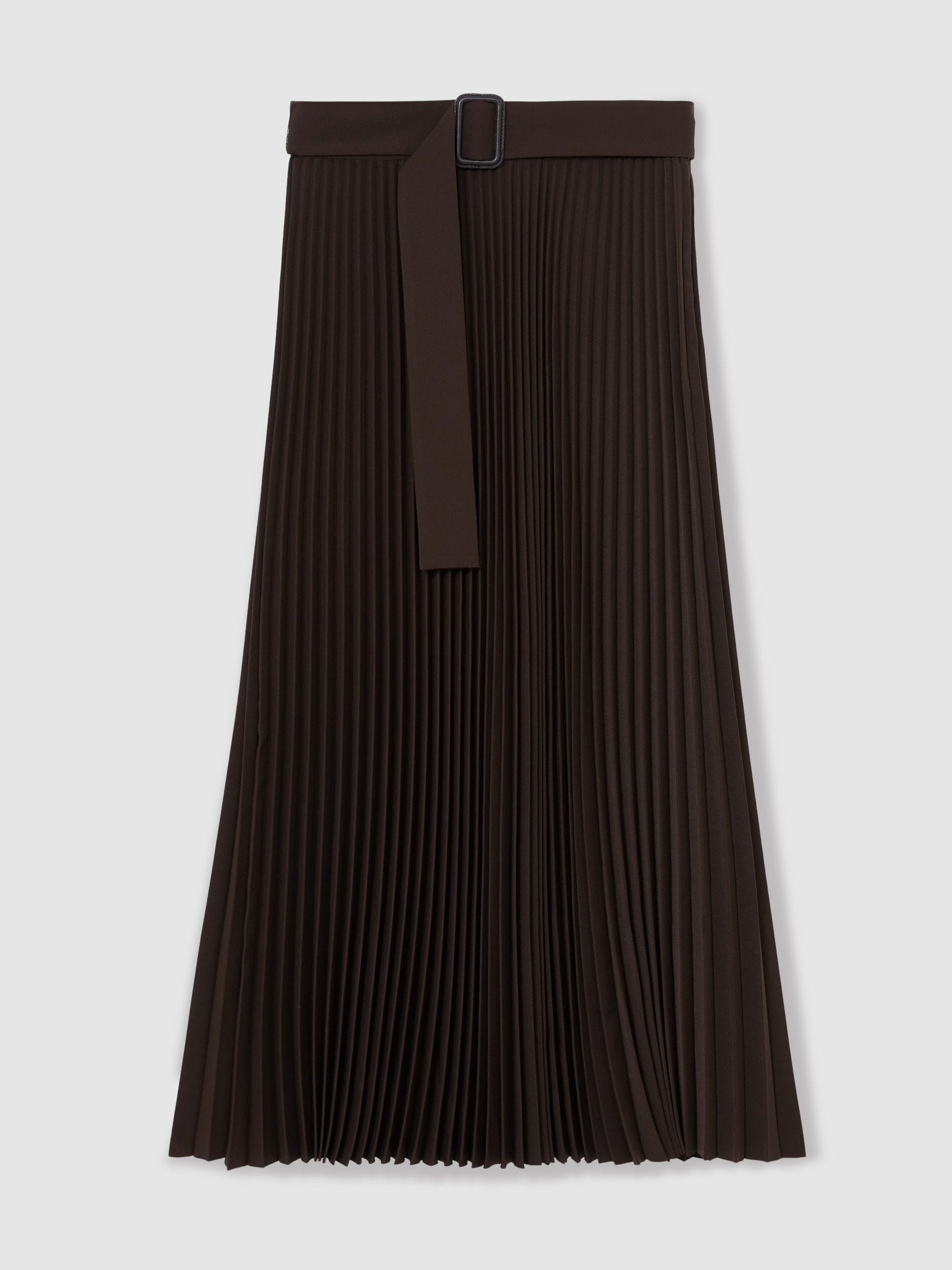 【60％OFF】 Reiss Buy Chocolate from Skirt Midi Belted Pleated Ava Brown スカート