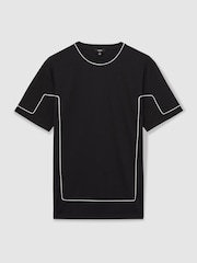 Reiss Navy Baer Cotton Piped-Trim T-Shirt - Image 2 of 5
