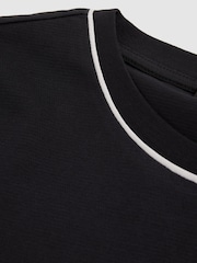 Reiss Navy Baer Cotton Piped-Trim T-Shirt - Image 5 of 5