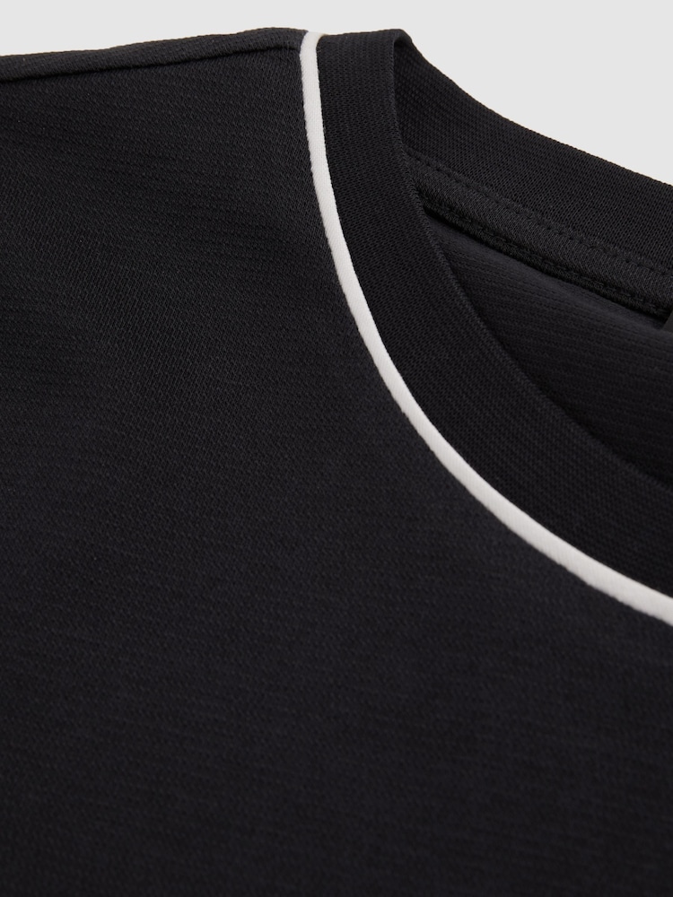 Reiss Navy Baer Cotton Piped-Trim T-Shirt - Image 5 of 5
