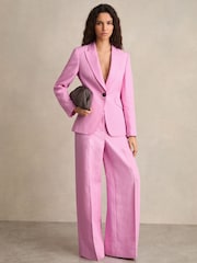 Rosa - Reiss Raine Single Breasted Suit Jacket With Linen - Imagen 1 de 8