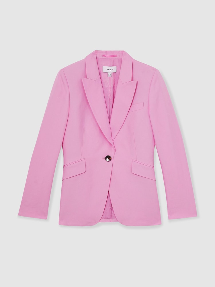 Rosa - Reiss Raine Single Breasted Suit Jacket With Linen - Imagen 2 de 8
