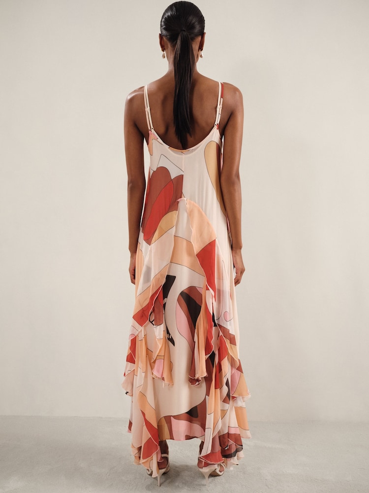 red and cream dress Hm Voluminous Maxi Dress Red Patterned, Casual Dresses For Women, M, Printmulti, Viscose Blend