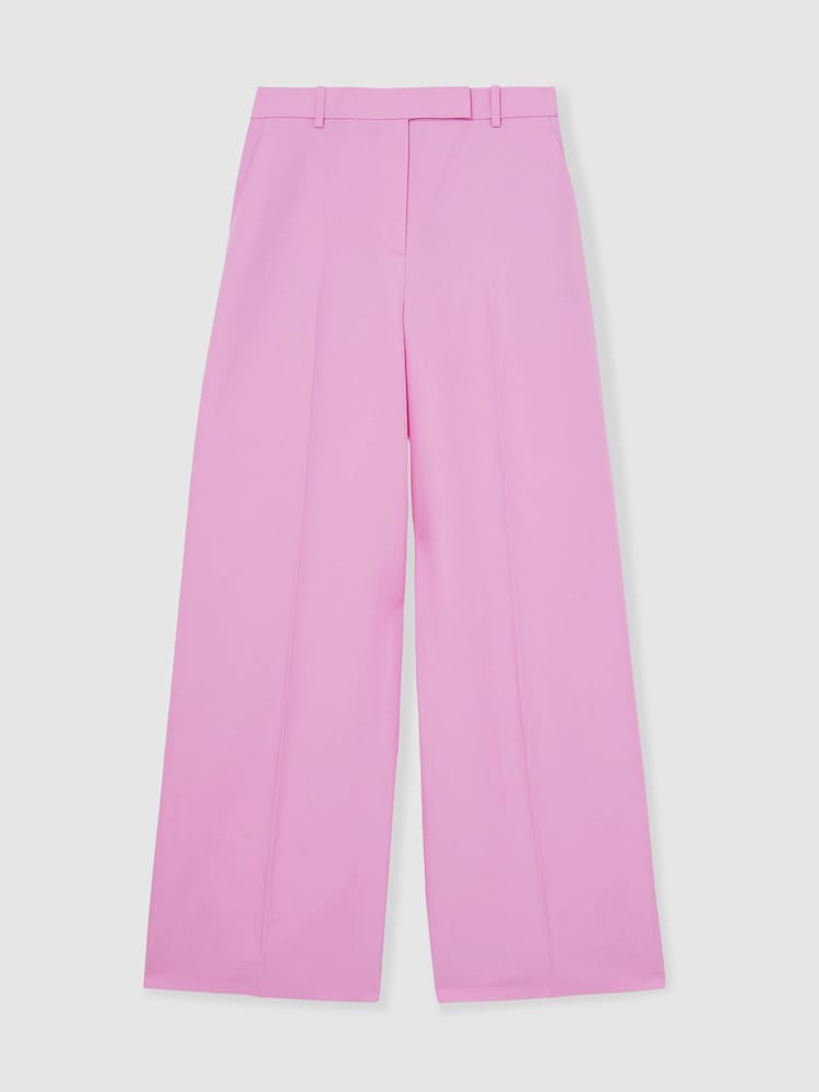 Reiss Pink Raine Wide-Leg Trousers With Linen - Image 2 of 6