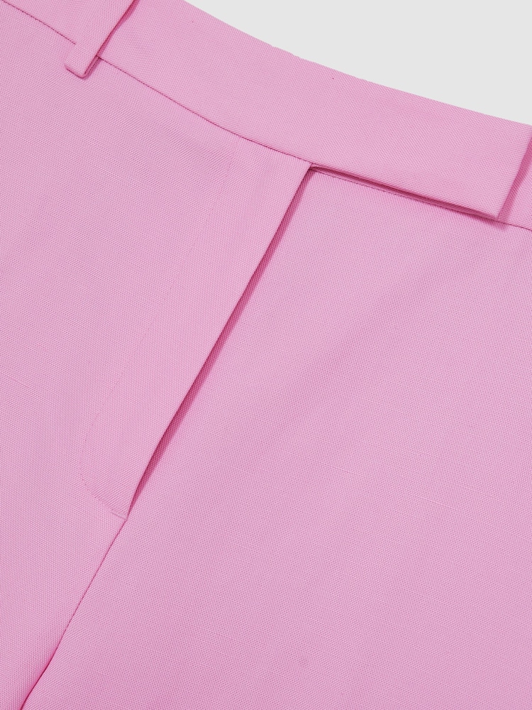 Reiss Pink Raine Wide-Leg Trousers With Linen - Image 6 of 6
