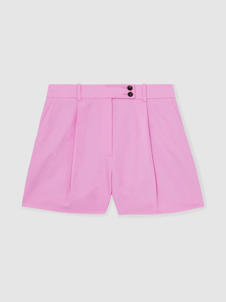 Reiss Pink Raine Tailored Shorts With Linen - Image 2 of 6