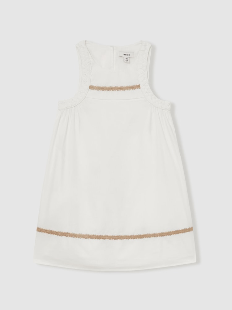 Reiss Ivory Rosie Plaited Trim Sleeveless Dress - Image 2 of 4