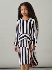 Reiss Multi Nola 4-9 yrs Stripe-Print Handkerchief Dress - Image 3 of 4
