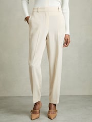 Reiss Cream Eve Petite Tapered Elasticated-Waist Trousers - Image 1 of 6