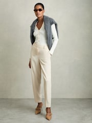 Reiss Cream Eve Petite Tapered Elasticated-Waist Trousers - Image 3 of 6