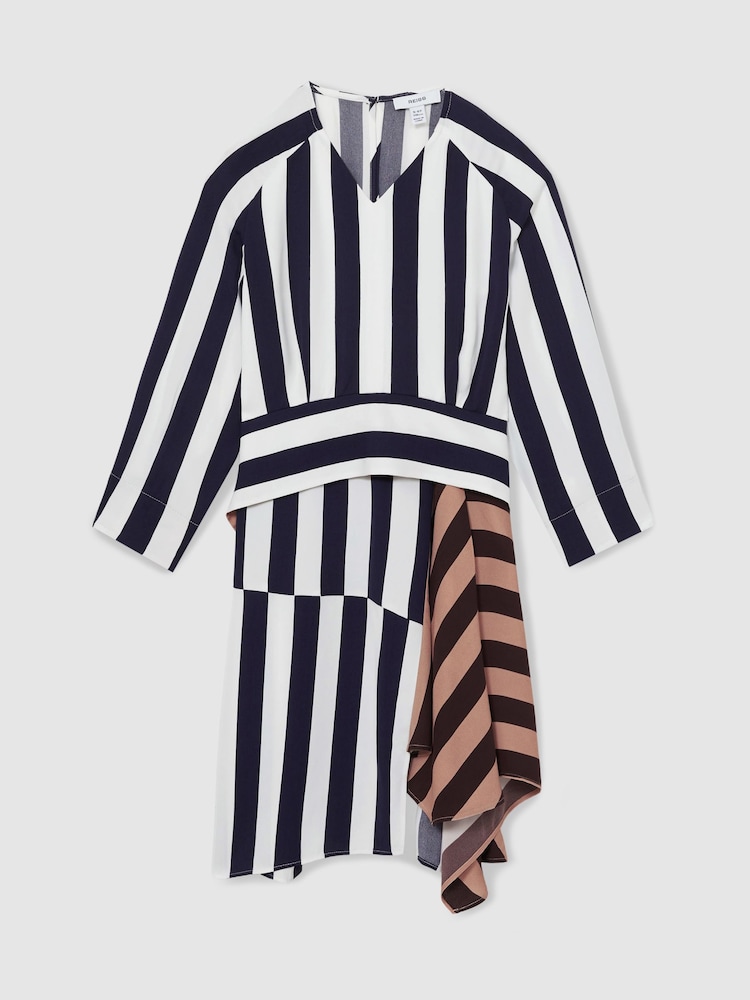 Reiss Multi Nola 9-13 yrs Stripe-Print Handkerchief Dress - Image 2 of 4
